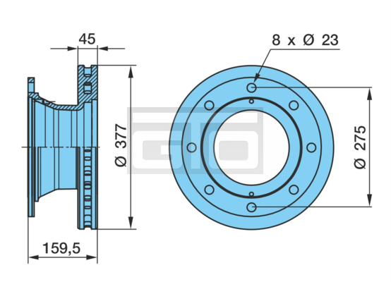 BRAKE DISC FOR SB3745 8HOLE TU