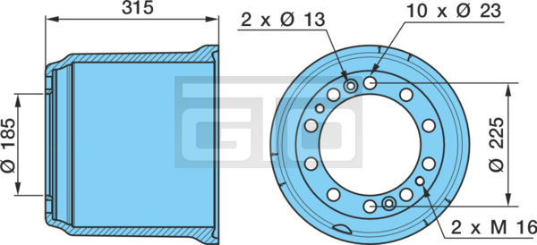 BRAKE DRUM 3020/315/185/225/23/10