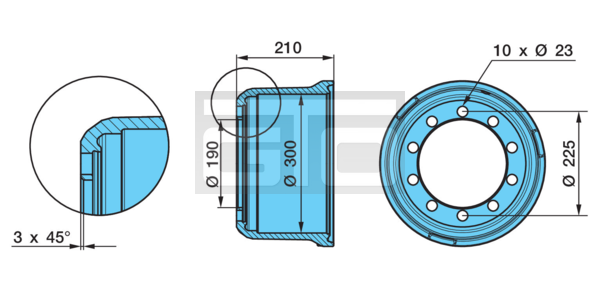 BRAKE DRUM L 3015/210/190/225/23/10#