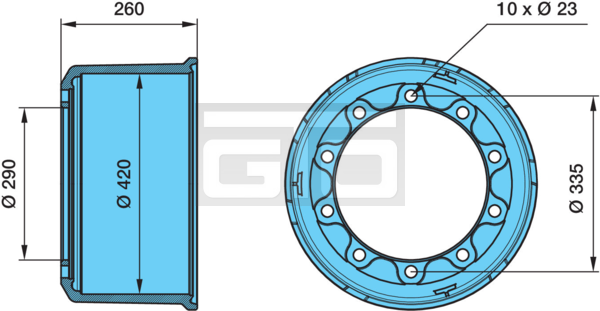 BRAKE DRUM F7L--4220/259/290/335/23/10