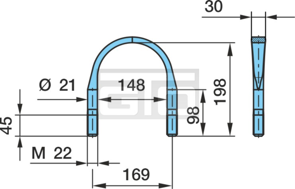 FEDERBUEGEL M22X198X169 R74 FL.