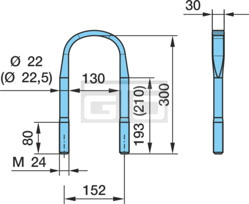 FEDERBUEGEL M24X300X152 R-90/R48 CMP
