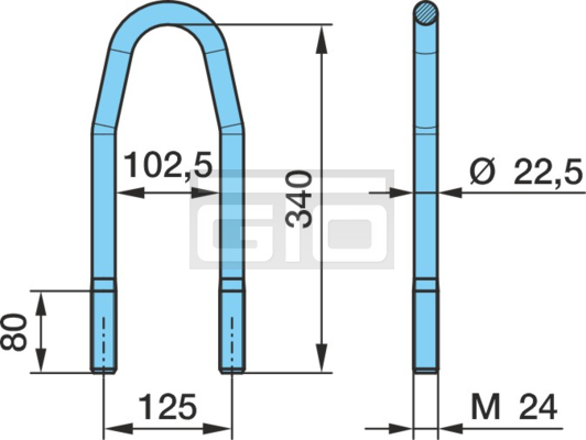 VEER U-BOUT M24X340X125 12°x104 R36
