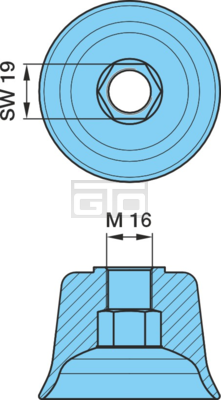 MOER M16 BINNENSLEUTELMAAT=19