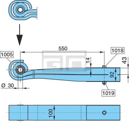 BLATTF.OT- 550/---+---103 ,SGS2X43 H= 92