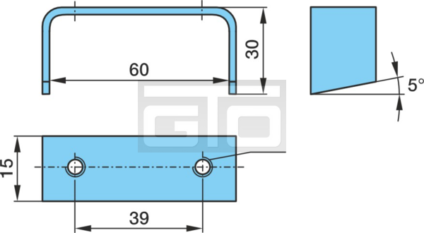 BEVESTIGINGSPLAAT M6-39 U60X4 H=30 5GRD