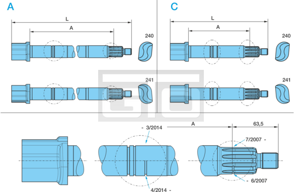 CAM SHAFT SN300 SM A=582,5 L=707