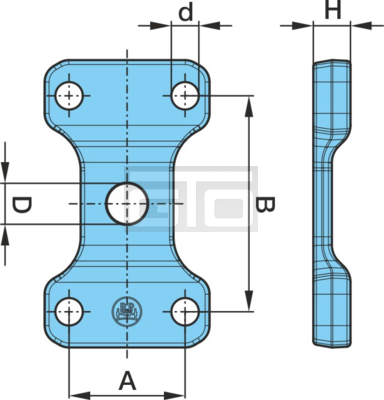 SPRING PLATE LB156X290 4xØ37 H50 Ø55