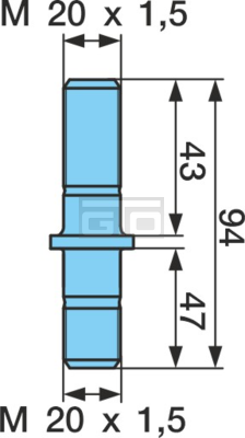WIELSTUD: M20X1,5X43 GEO R-GEWINDE