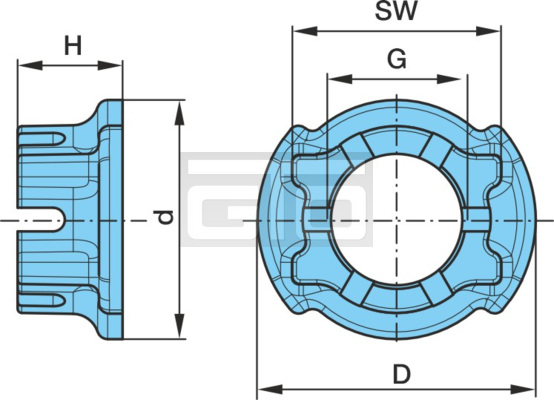 CASTLE NUT 14-16T ECOM M60X2 Ø127