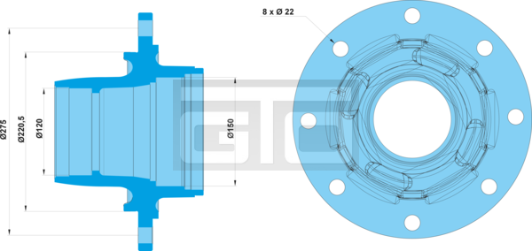 HUB 33118-33213 220/275/8X22 46140