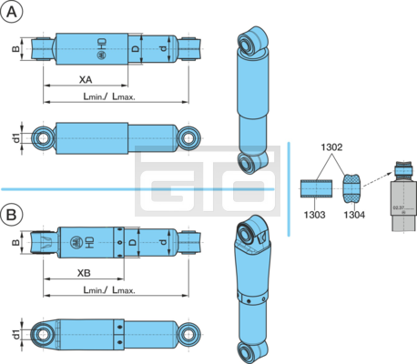 SHOCK ABSORBER HUB=140 292/432/Ø24/Ø74HD