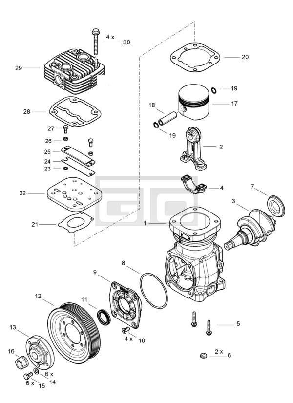 Single-Cylinder compressor, foot mounted