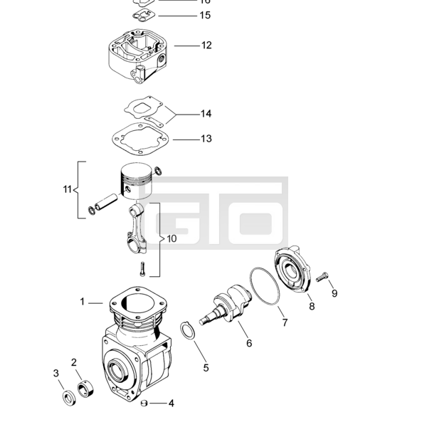 Single-Cylinder compressor, flange mounted