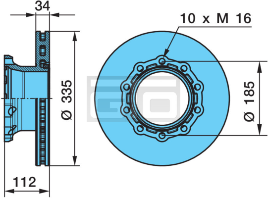 REMSCHIJF VOOR SB3308 10-GAATS ABS+RING