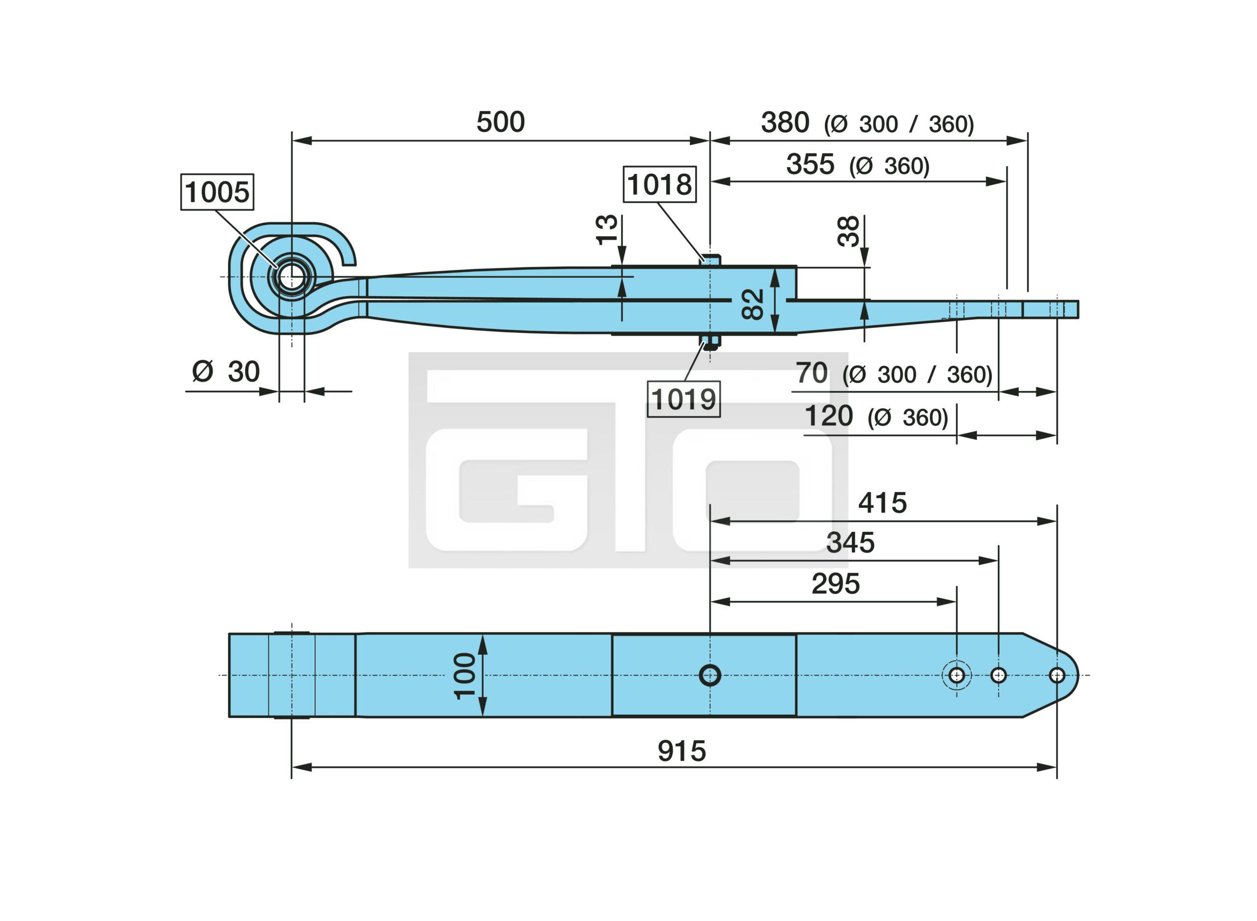 Contact Leaf Spring LEAF SPRING OT 500/355+380 2X38 H=82 - GTO Transport and Safety