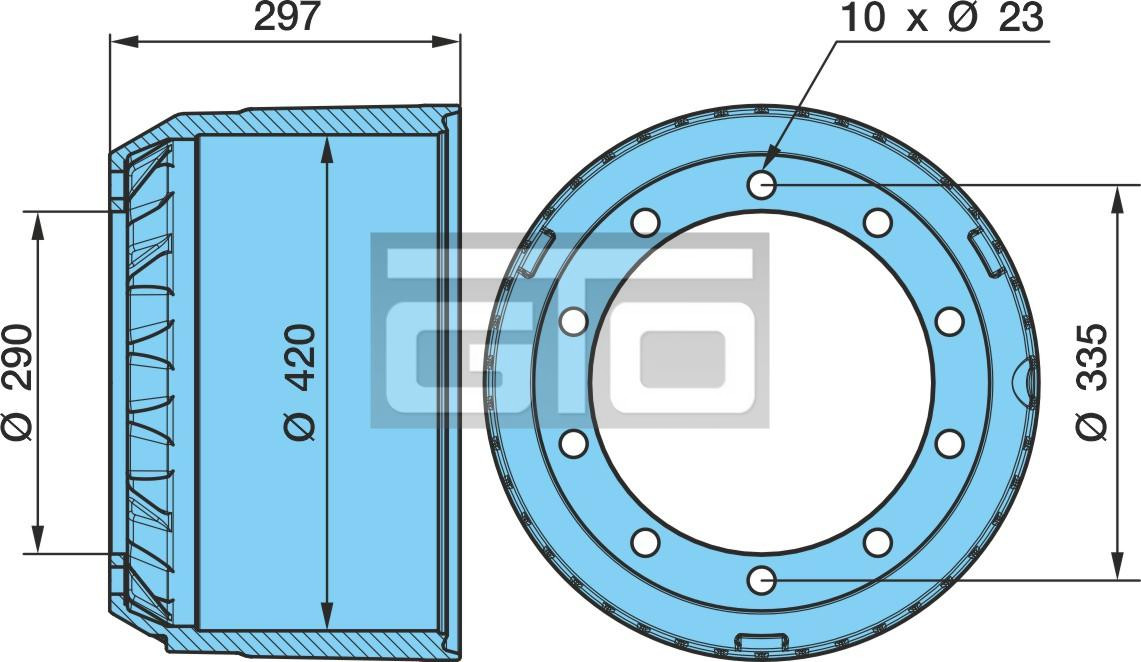BRAKE DRUM F7-RI4220/297/290/335/23/10 - Image 2